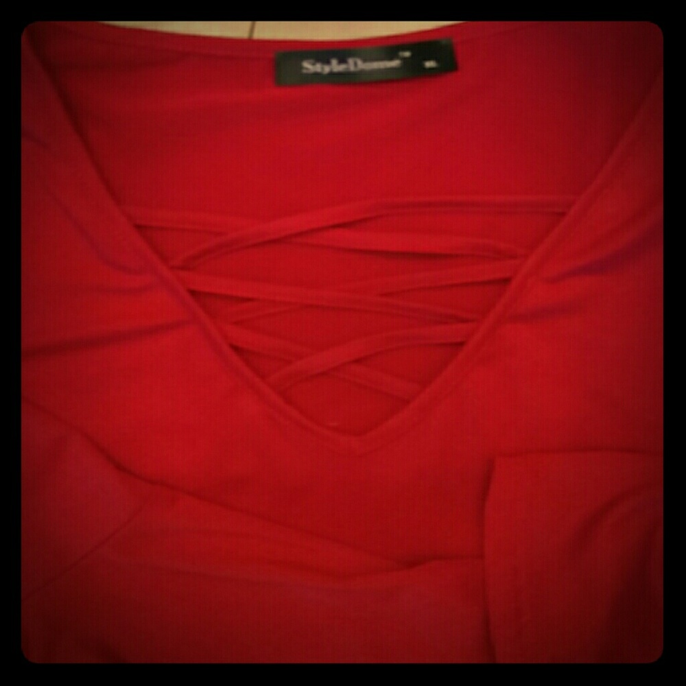 Xl boho red v neck Style Dome top
